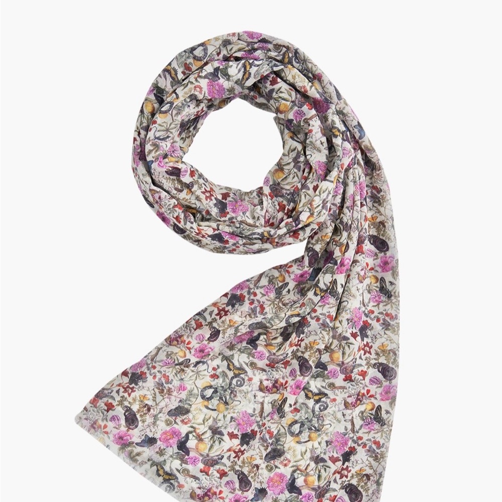Fable England Ivory Floral Engravings Lightweight Scarf